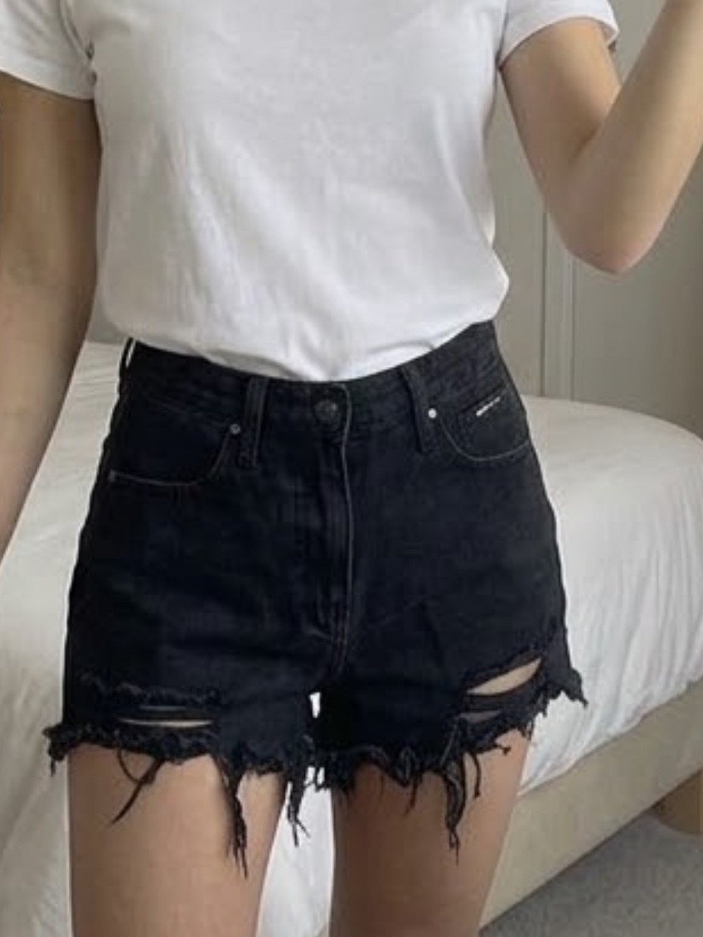 Insane Gene Distressed High-Waist Denim Shorts - Women's
